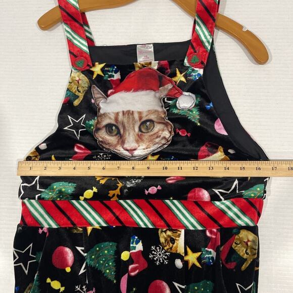 NOBO Women L Cat Lover Christmas Pajamas Overalls Flannel Pockets Wide Leg Cozy - Picture 9 of 16